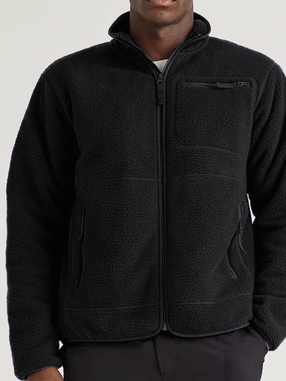 Quince black Sherpa Zip-Up Sweater Jacket small